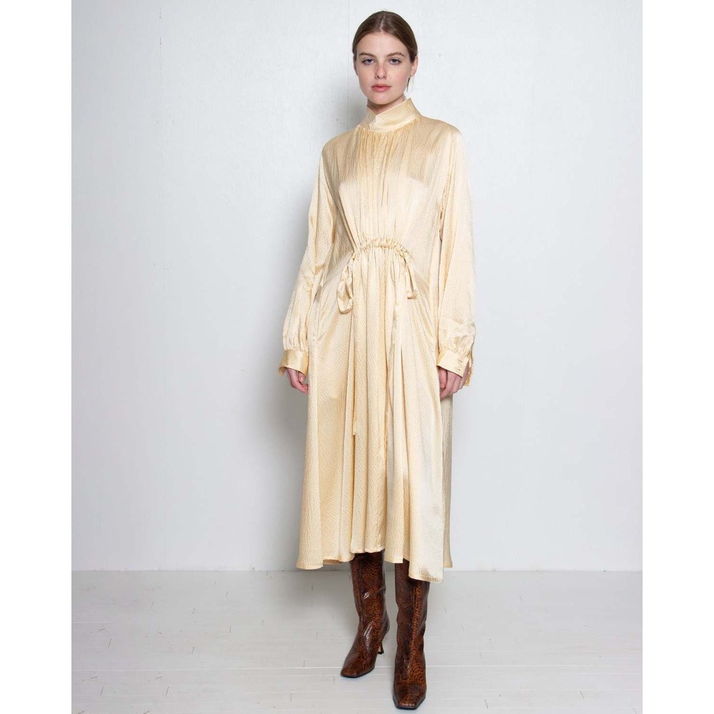 Rachel Comey Hammered Silk Hanley Maxi Dress Cream Adjustable Waist Size 0 BN - Picture 15 of 16
